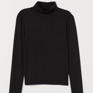 H&M Black Short Turtleneck Top (XS)
